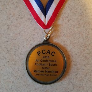 Pinellas Athletic All Conference Kicker Matthew Hamilton Medal